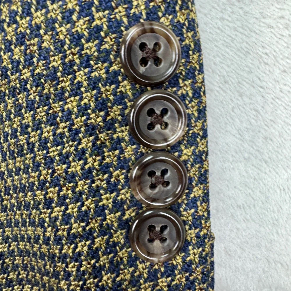 Vtg ENRO Silk Wool Blazer 41R Houndstooth Union Made USA Sport Coat‎ Jacket Ivy